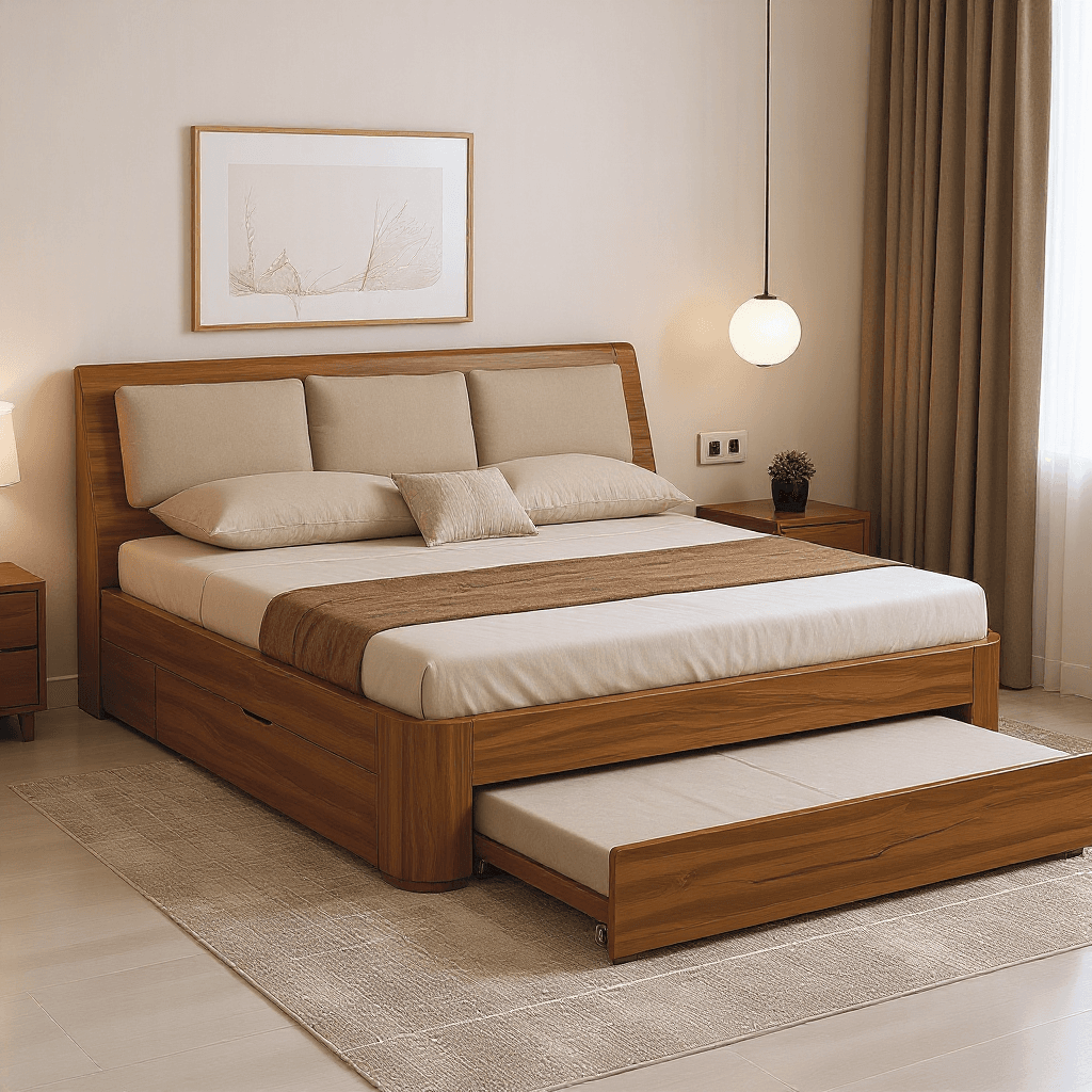 Custom Family Bed with Pull-Out Bed and Storage