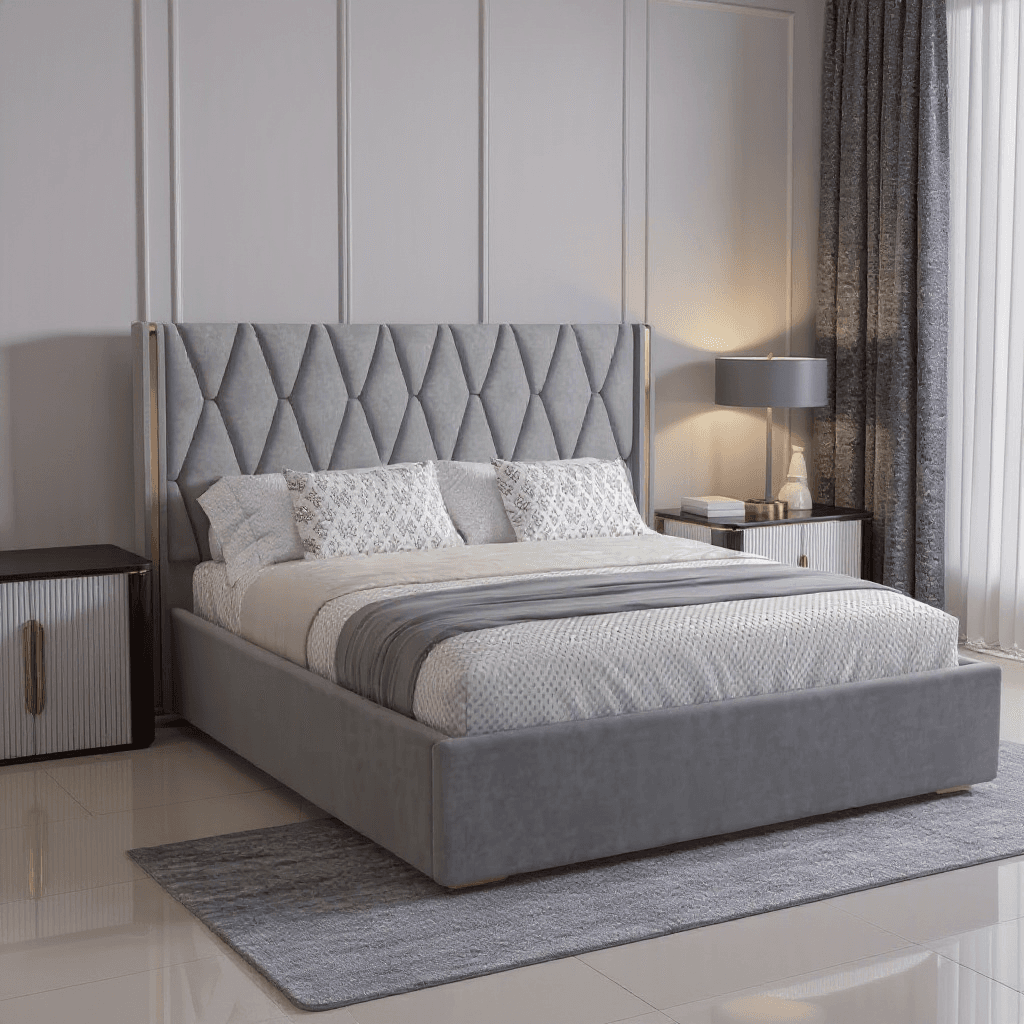 King Size Hydraulic Storage Bed with Attached Side Tables